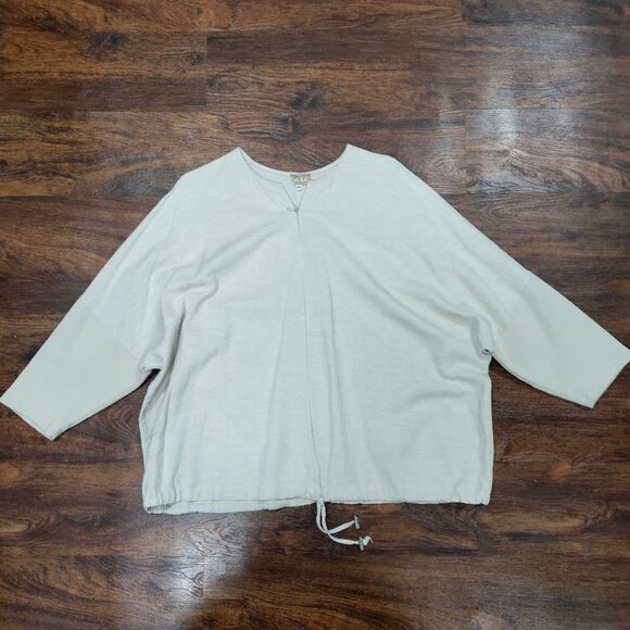 Coco Artsey Gauzy Lagenlook Linen Oversized Full Zip Jacket Taupe Womens Sze 3XL - Picture 5 of 6